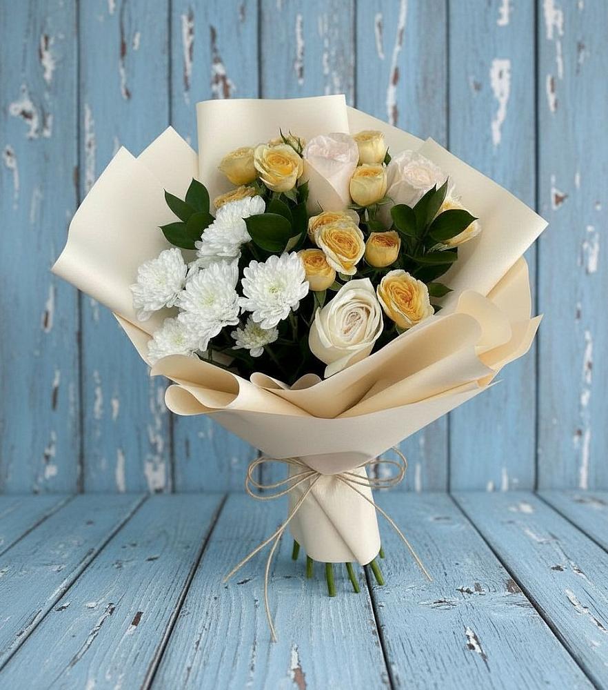 Букет цветов из: Розы и Хризантемы в Заокском