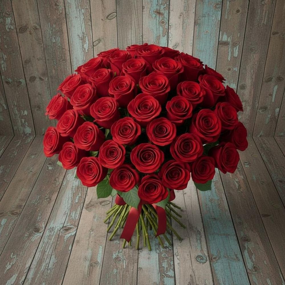 Букет 55 Красных роз Фридом в Заокском