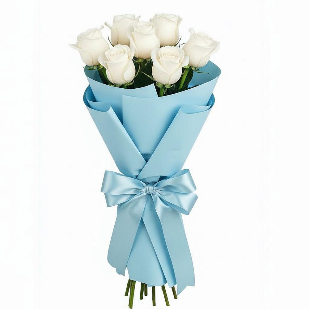 Букет 7 белых роз Проуд в Заокском