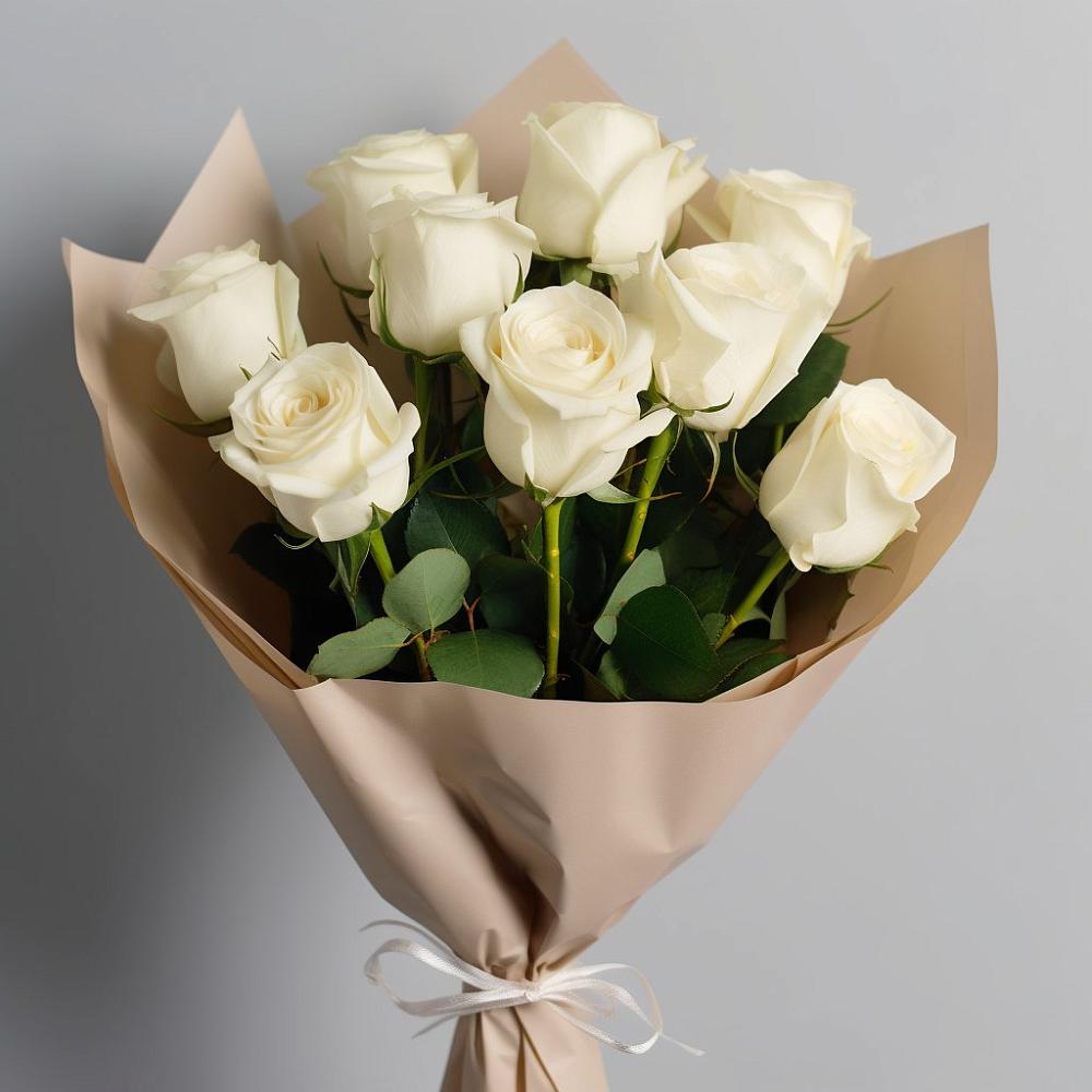 Букет 9 Белых роз Эдлесс Лав в Заокском