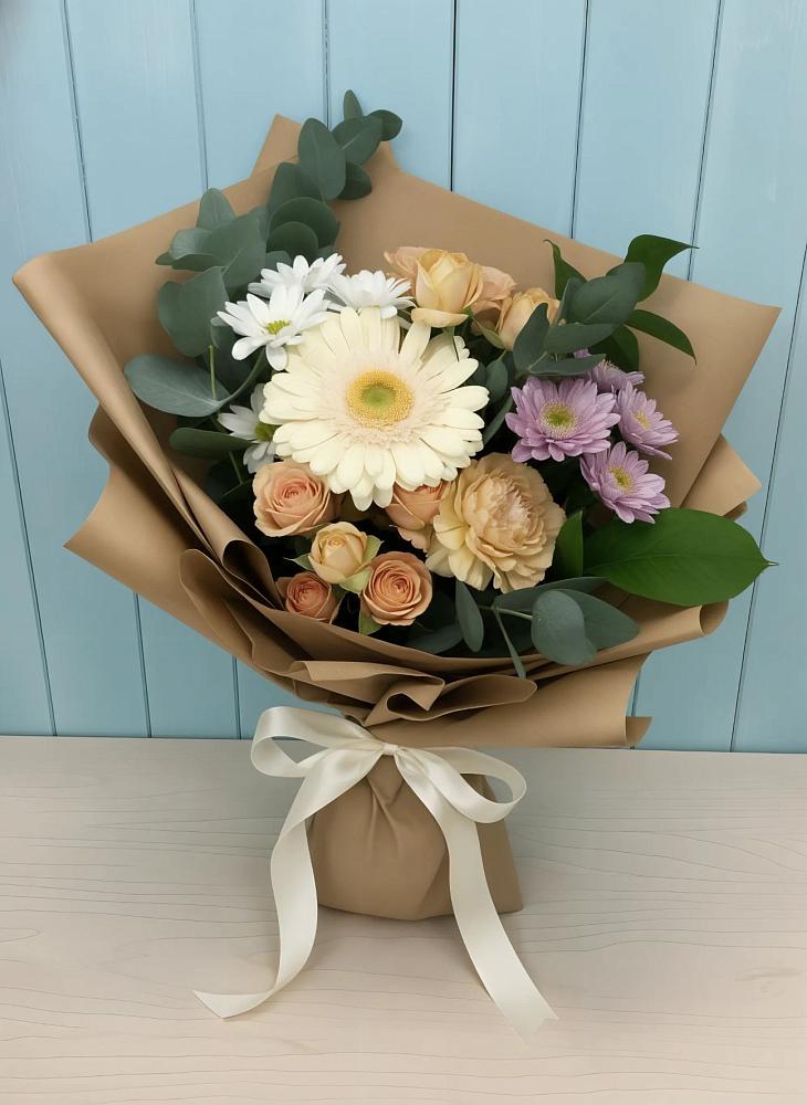 Букет цветов из: Герберы и Хризантемы в Заокском