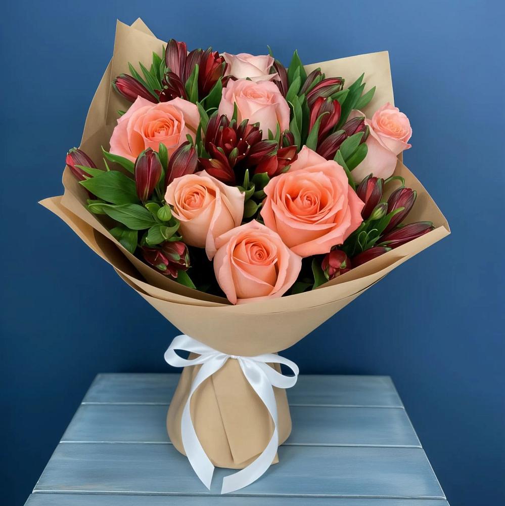 Букет цветов из: Розы и Альстромерии в Заокском