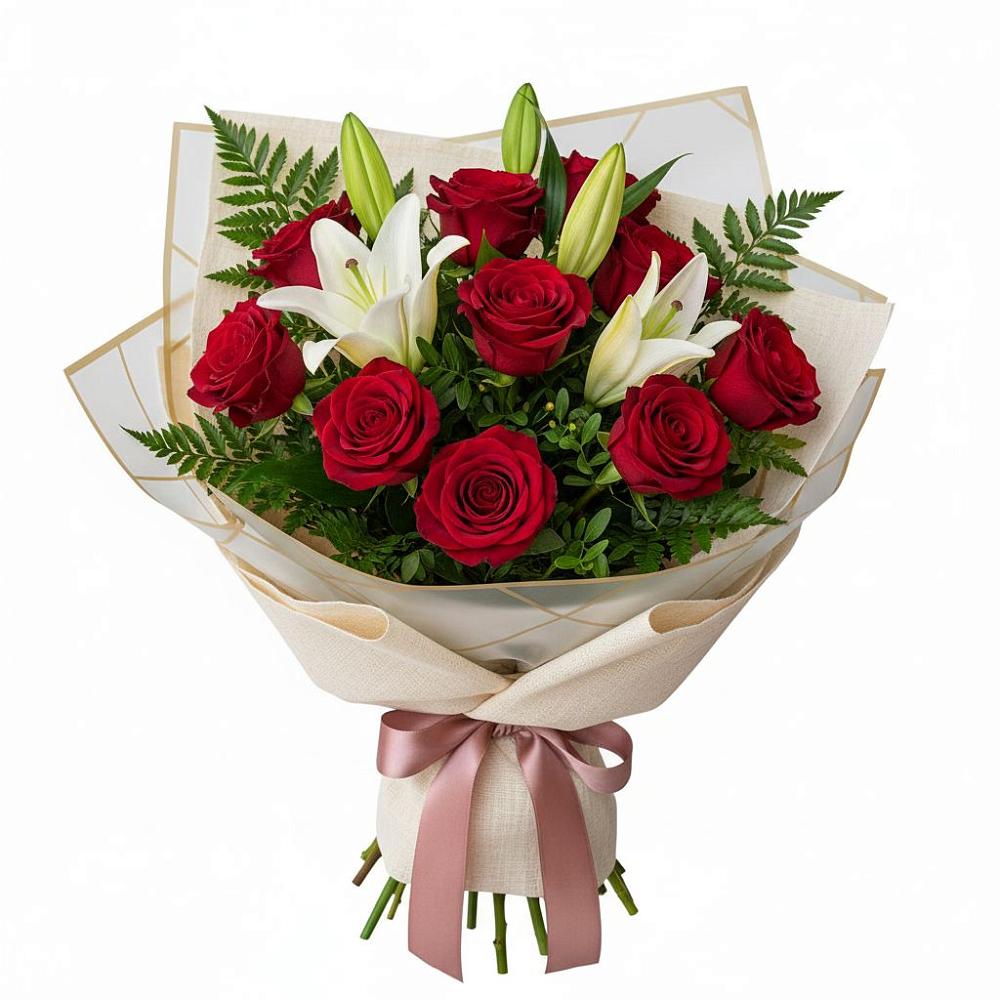 Букет цветов из: Лилии и Розы в Заокском