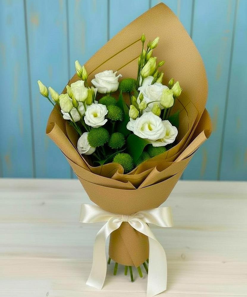 Букет цветов из: Хризантемы и Лизиантусы в Заокском