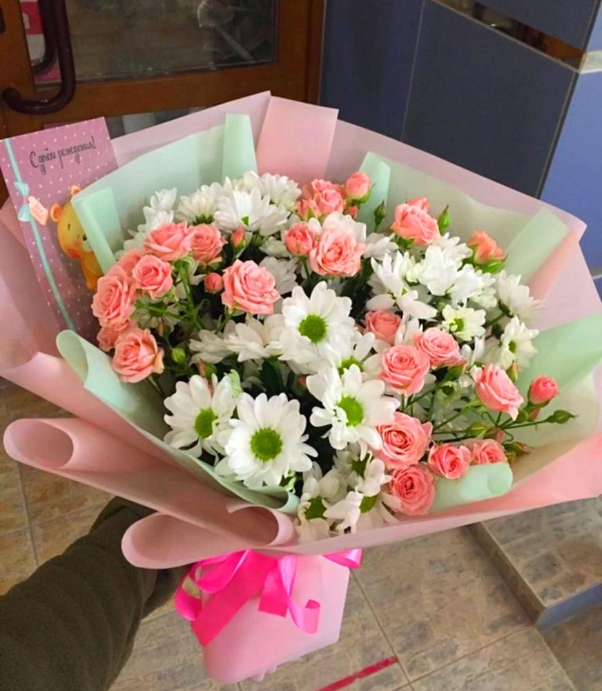 Букет цветов из: Розы и Хризантемы в Заокском