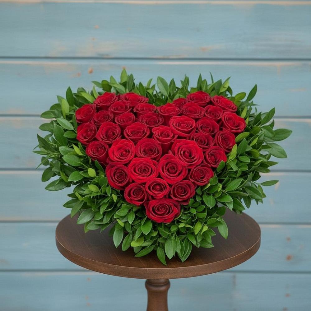 Цветочная композиция из Розы в виде сердца в Заокском