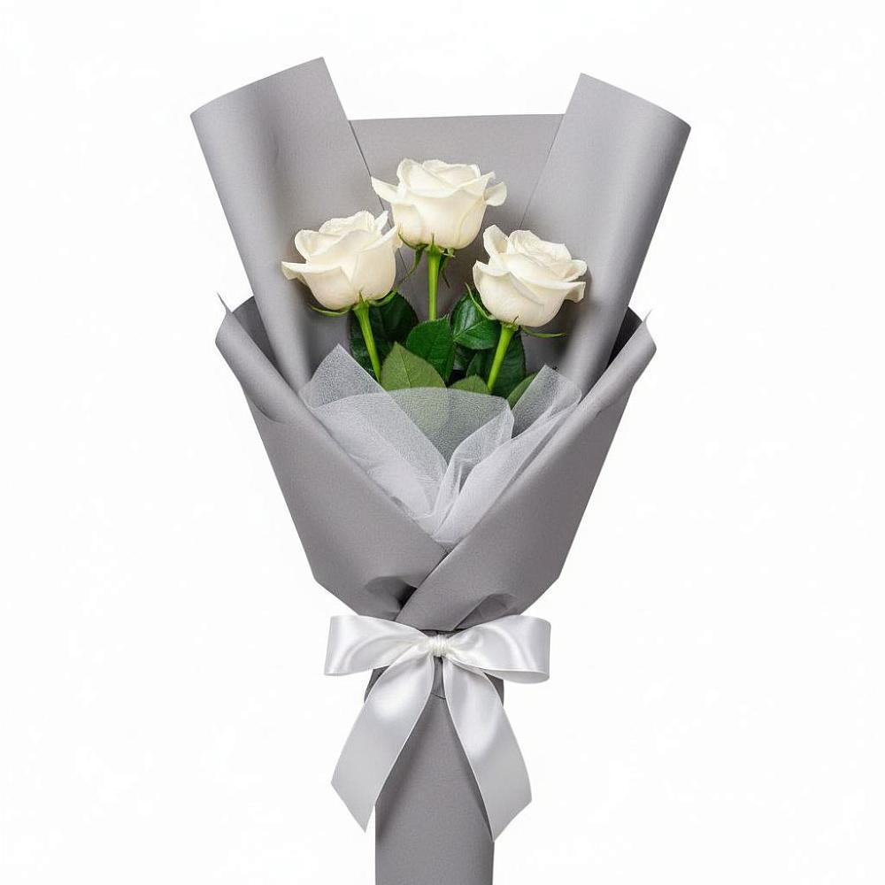 Букет 3 белые розы в Заокском