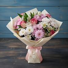 Букет цветов из:  Хризантемы, Альстромерии и Розы в Заокском