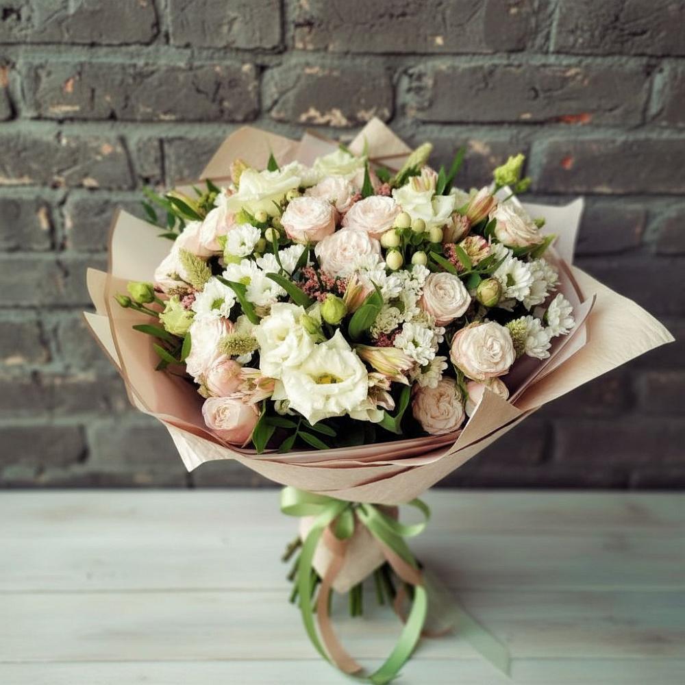 Букет цветов из: Альстромерии, Розы и Хризантемы в Заокском